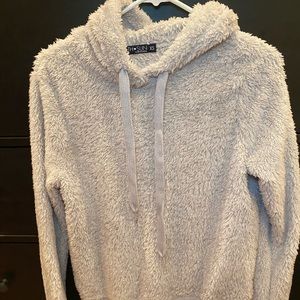 Light Grey Fluffy Pullover Hoodie